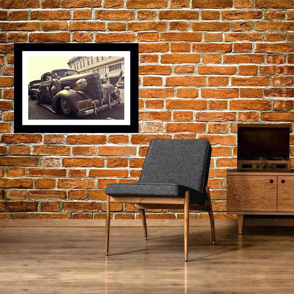 Quadro Vintage Car Black , com medida de 61x47 com moldura Preta, paspatur branco e vidro de 4mm