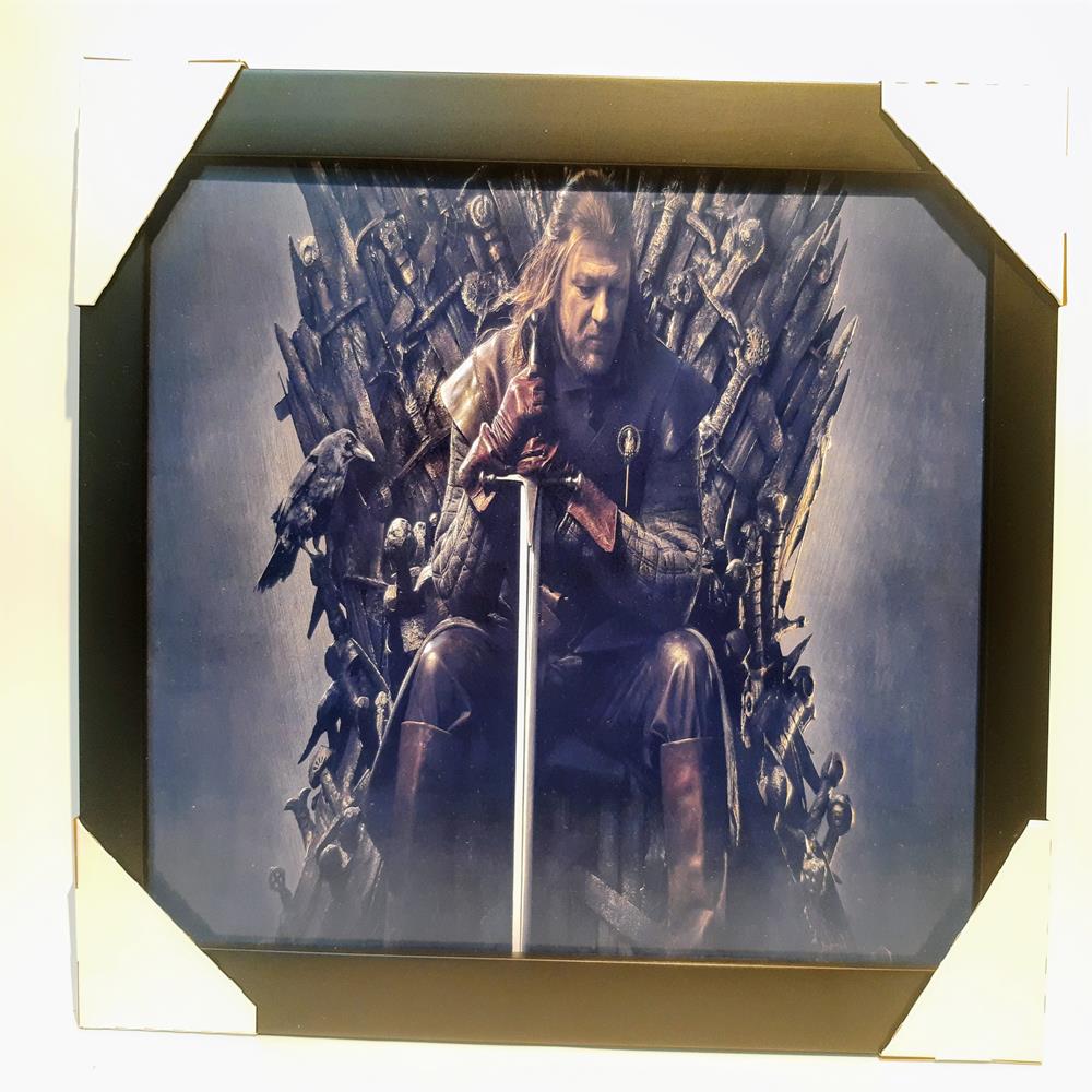 Quadro Trono De Ferro Game Of Thrones , Moldura Preta De Madeira(32x24). Outlet