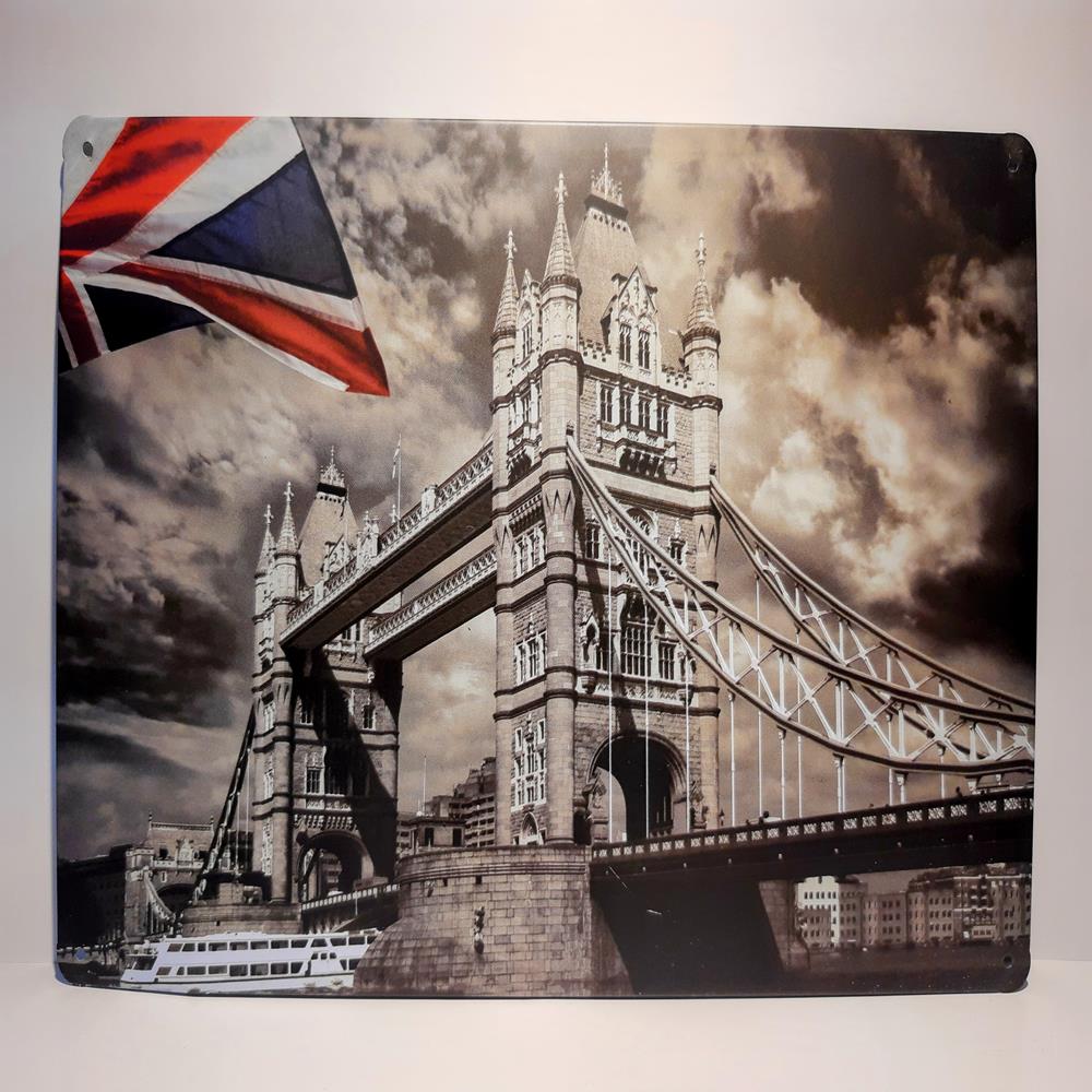 Placa decorativa de metal Ponte Londres, Inglaterra, medidas de 20x30 - outlet