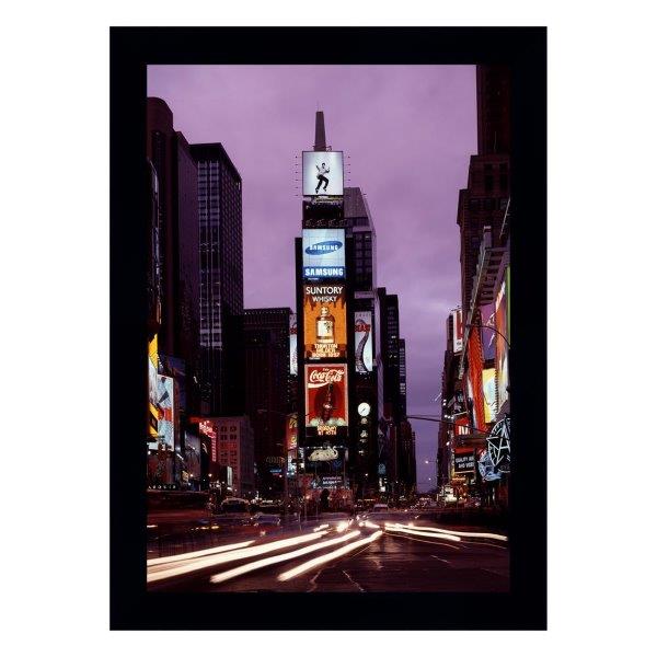 Quadro Times Square Noite, Nova York, Com Medida De 37x51 Com Moldura Preta Moldura Preta E Vidro De 4mm