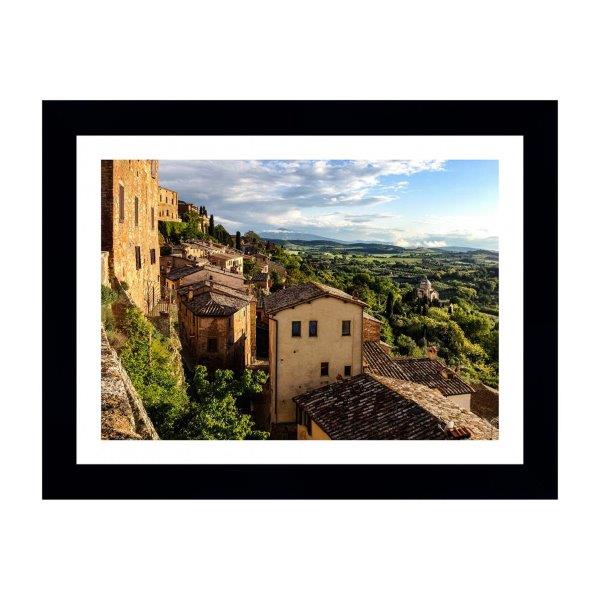 Quadro Toscana, Itália, Com Medida De 47x61 Com Moldura Preta E Paspatur Branco Com Vidro De 4mm 